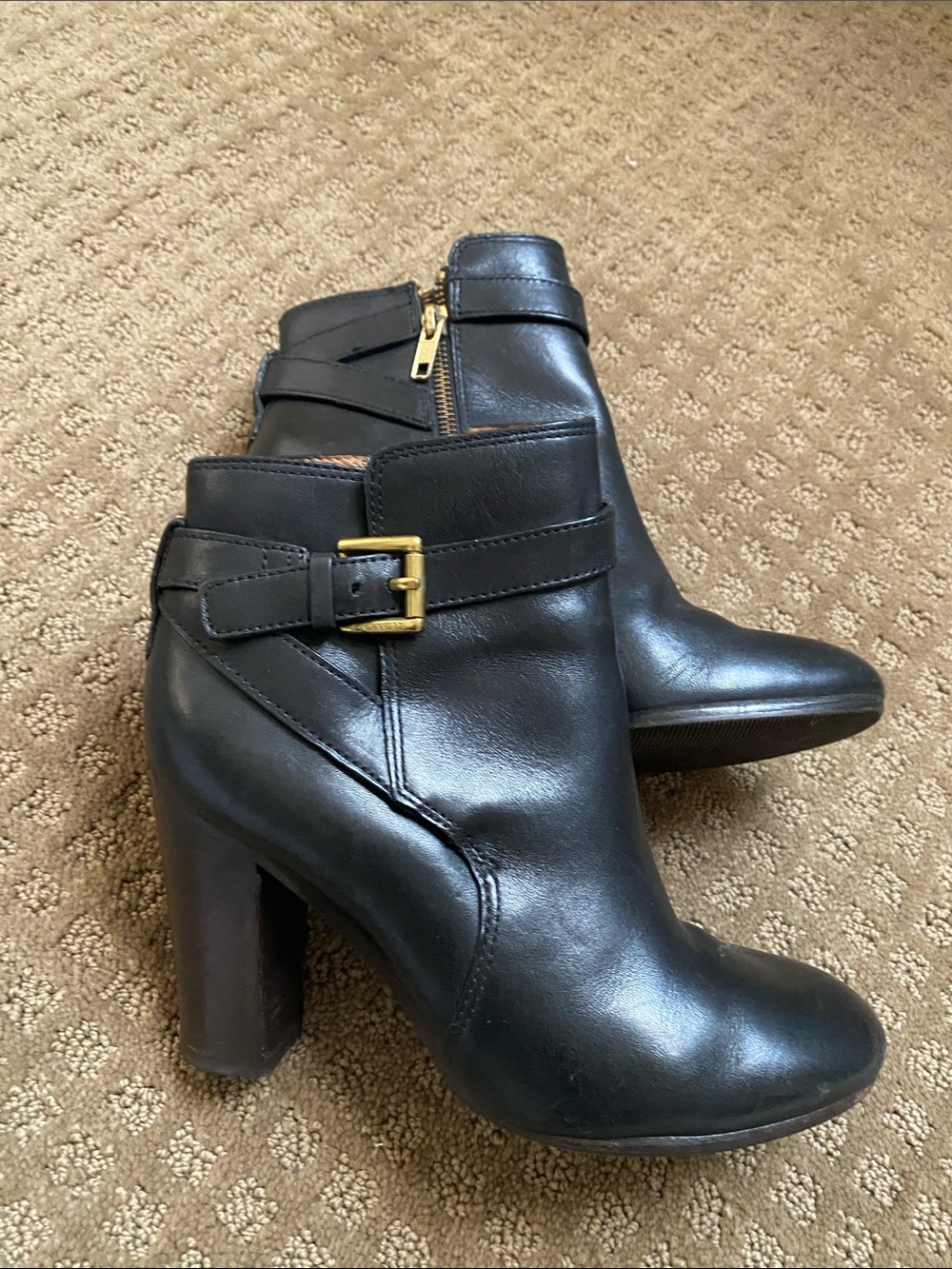 Coach short boots black with block heel size 6.5